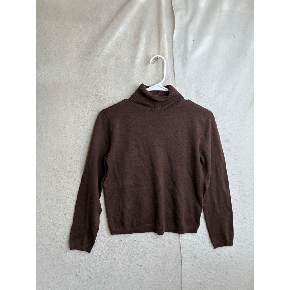 Pendleton Brown Merino Wool Turtleneck Sweater Womens Petite P Long Sleeve 8864